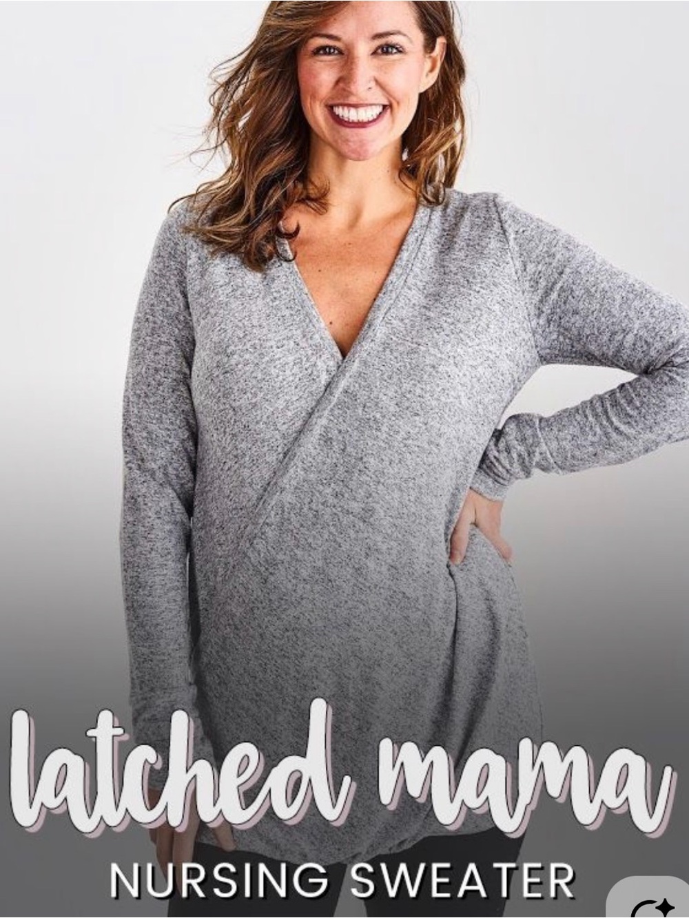 Latched Mama Gray Heather Tie-Front Long Sleeve Tunic - nursing top